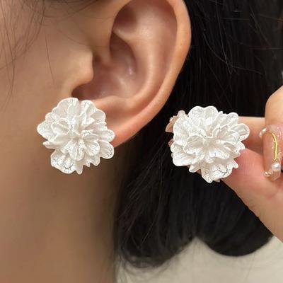 Νέα Big White Flowers Stud σκουλαρίκια για Γυναικεία Προσωπικότητα Μόδα Μοναδικό Σχέδιο Bijoux Κοσμήματα γάμου Χονδρικό Δώρο γενεθλίων
