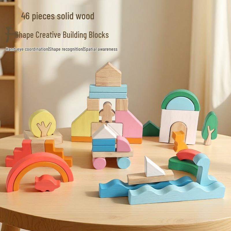 Creative Wooden Building Blocks for Toddlers: Early Educational Imagination Toys