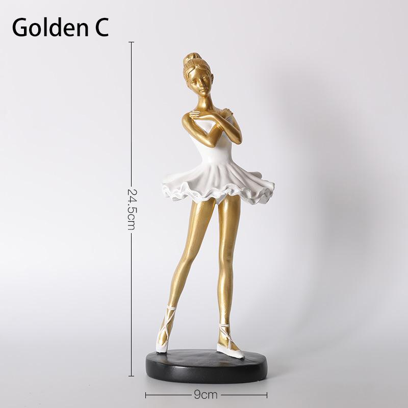 Ballet Girl Ornament Resin Handicraft Affordable Luxury Golden Silvery Desktop Living Room Ornament Modern Creativity For Gift