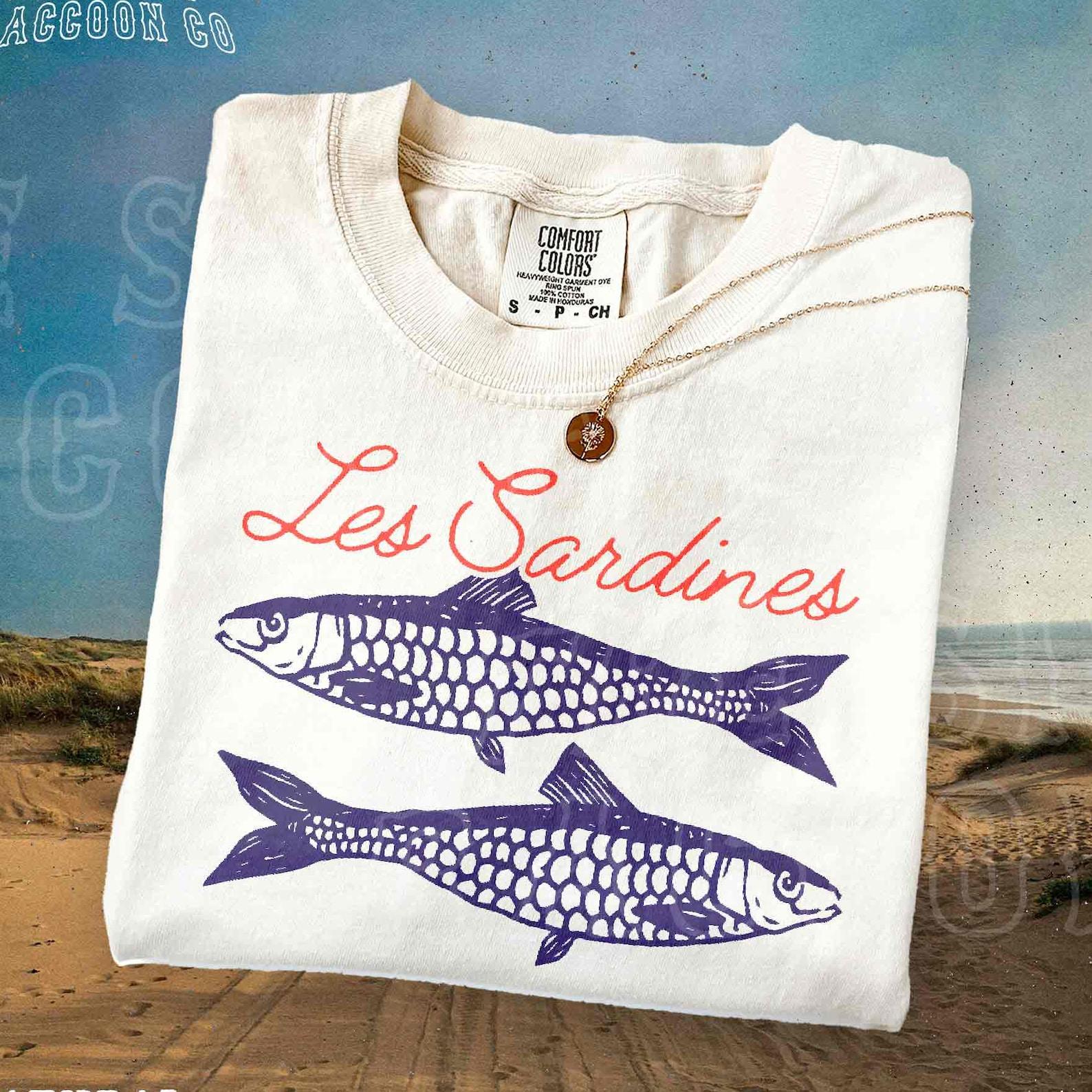 Sardine Shirt Vintage Seafood Graphic Tee Tinned Fish Lover Gift Retro Canned Fish Design Nautical Coastal Unisex T Shirt S