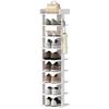 Shoe Rack 9-Tier Shoe Storage Organiser Top Tray Guardrail 2 Hooks 30 X 30 X 128.4 Cm White