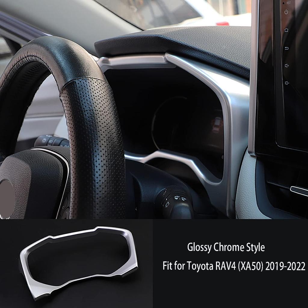 Car Accessories Fit for Toyota RAV4 (XA50) 2019 2020 2021 2022 2023 2024 2025 Inner Dashboard Console Display Decorative Cover Trim (Glossy Chrome