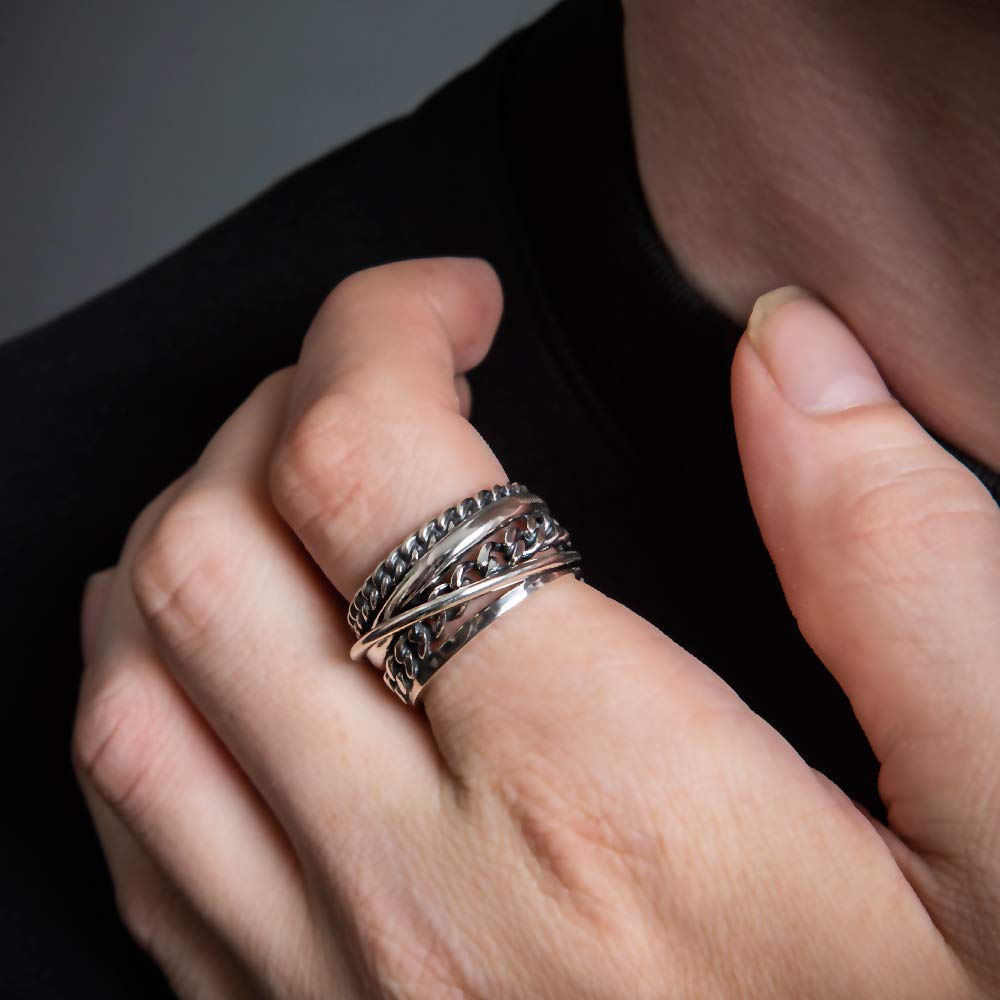 Artemis Kings Gradient Curb Chain Ring Silver Accessory for Men and Brand Silver 925 AKR0053, Women, Jewelry, Ring,