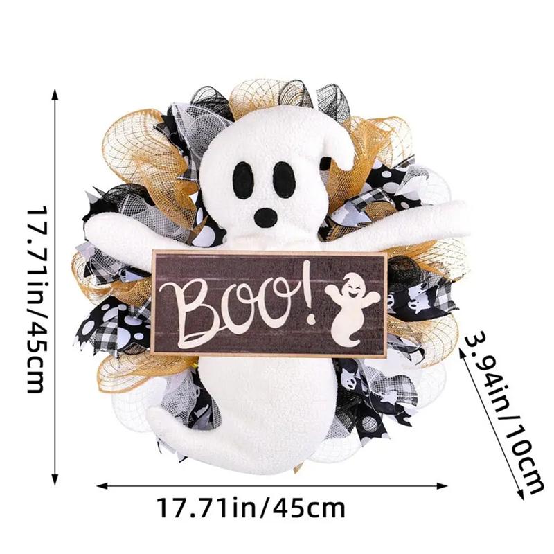 Halloween Kränze für die Haustür Boo Geist Schild Halloween Türhänger Halloween Dekorationen Boo Halloween Kranz