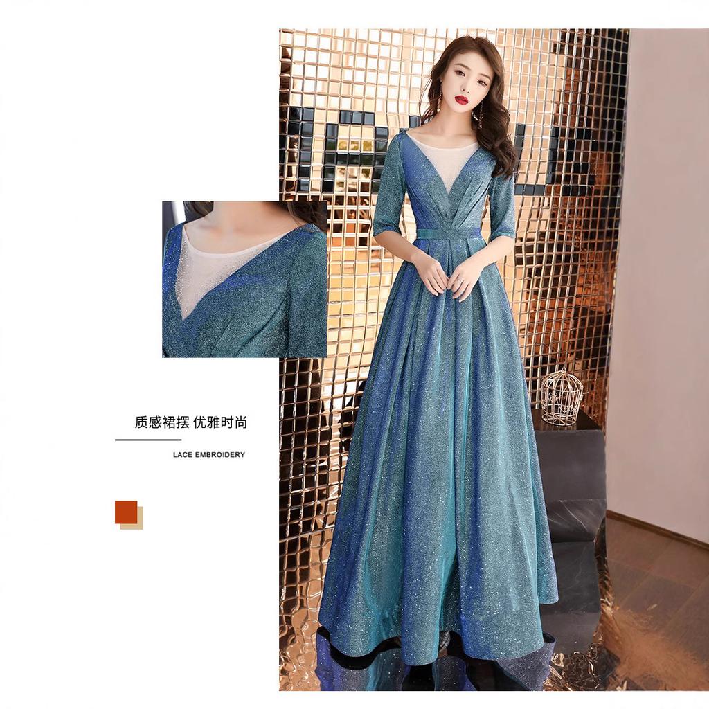 Bankett elegantes Abendkleid neues Party-Gastgeber-Partykleid einfaches und großzügiges Temperament Fee