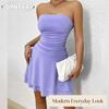 JPNTKY Women's Fashion Summer Spring Solid Color Print Sleeveless Casual Dresses