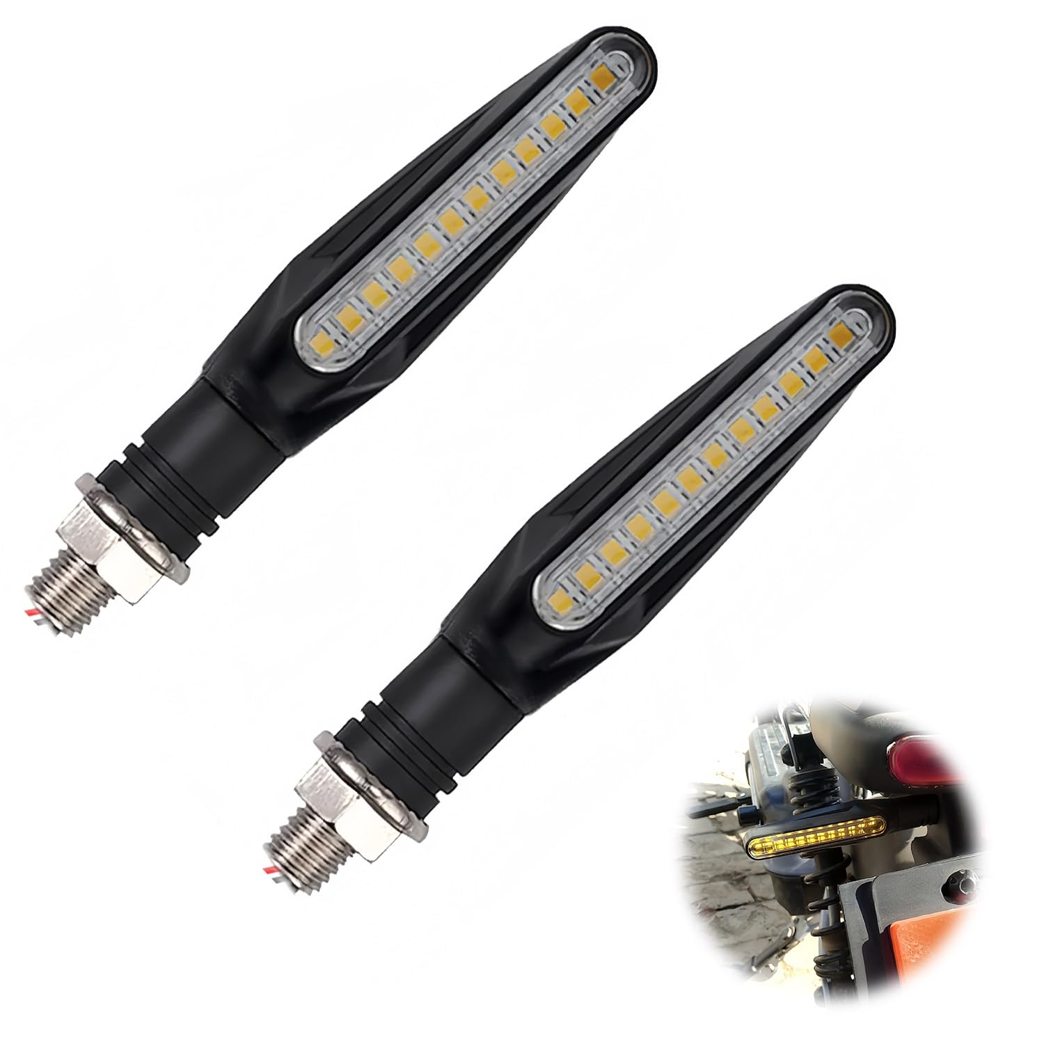 

PAVIKE Motorcycle Turn Signal, Set of 2, Bike Brake Light, Motorcycle Indicator, 12 V,