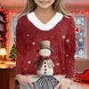 Christmas Day Girls Long Sleeve T Shirts Kids  Girls' V-Neck Tee Christmas Print Long Sleeve Top