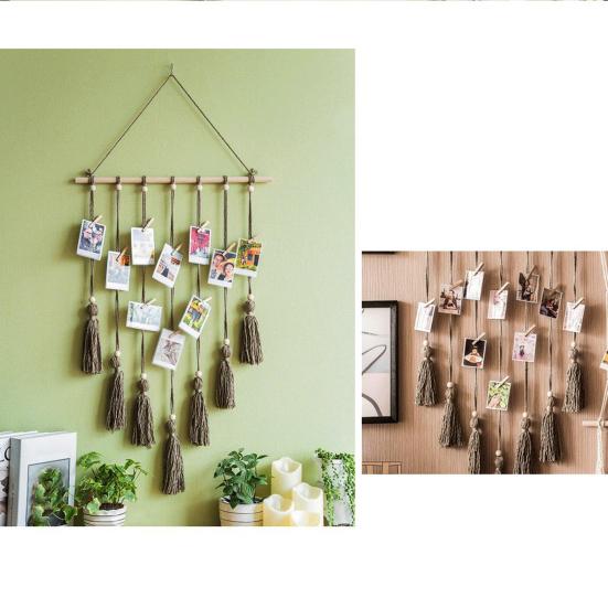 1 Set Hanging Pictures Style Organizer Tassels Hand-woven Solid Color Nordic Bohemian Wall Tapestry