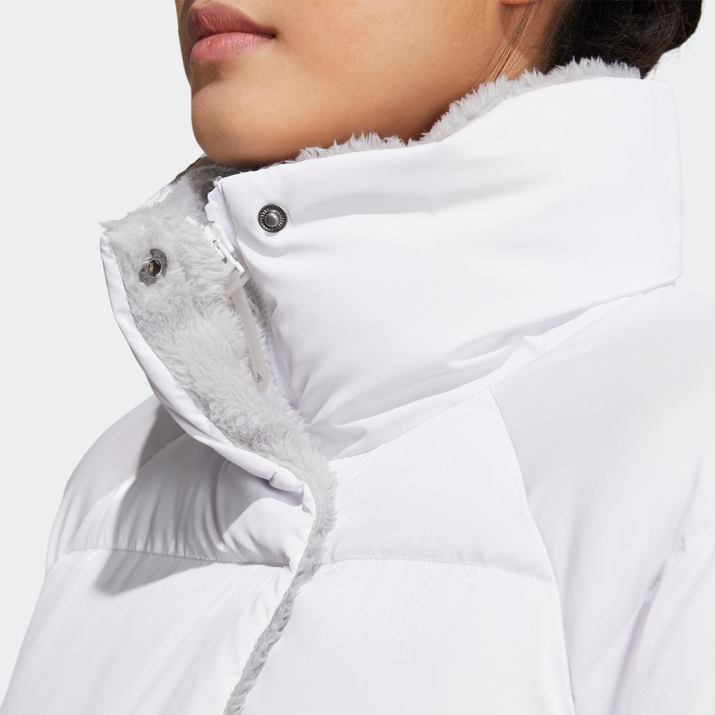 Adidas W Goose Down Solid Color Logo Zipper Stand Collar 800 Fill Mid-Length Goose Down Jacket Women Jacket White HN2118