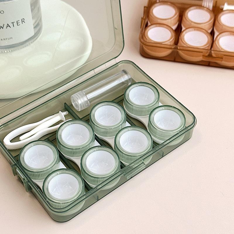 1PC Portable Cute Contact Lense Case Transparent Solid Candy Color Box Four Pairs High-capacity Invisible Care Box Women Men