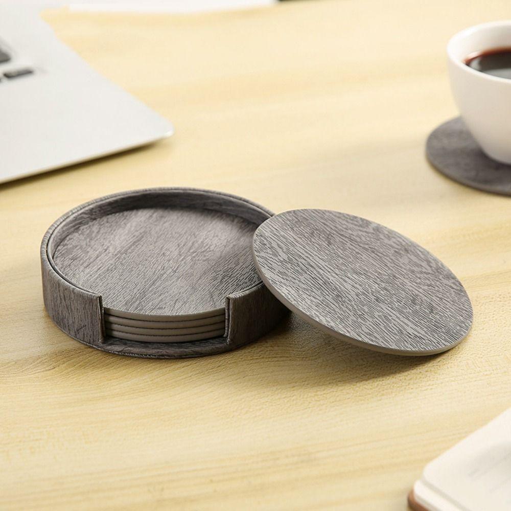 6 Pcs Waterproof Drink Pad Holder Set Coffee Mug Cushions Round Cup Mat Home