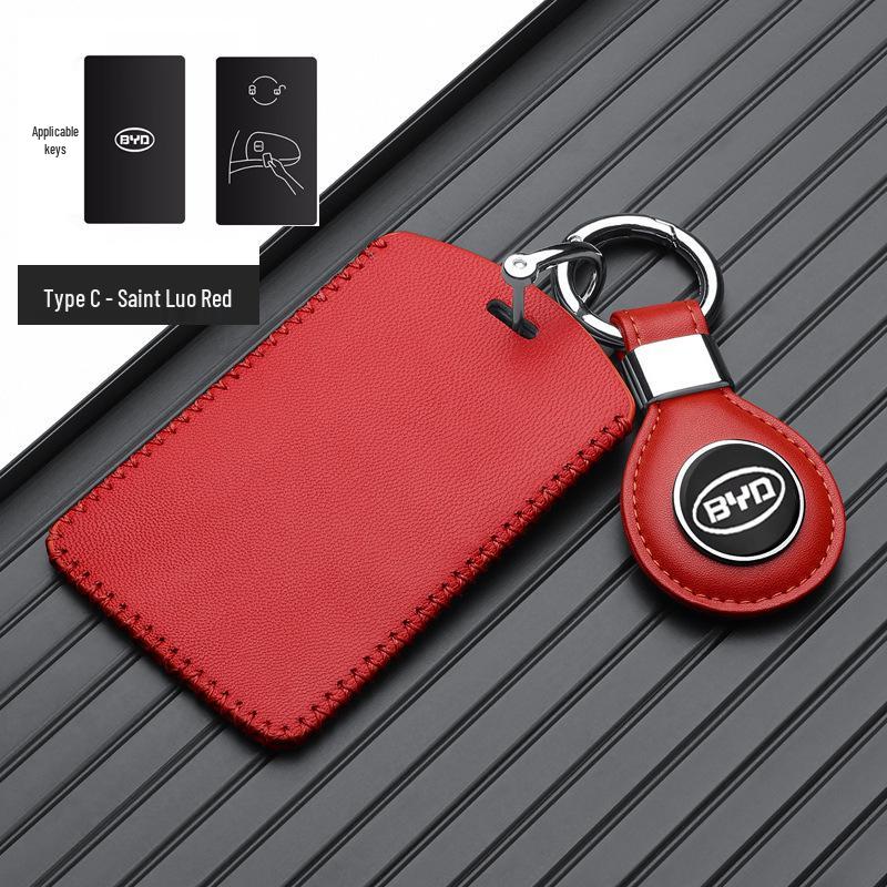 BYD Han EV Key Case: Genuine Leather for Dolphin, Qin PLUS, Song Pro, Tang - New Energy Car Key Bag