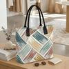 Abstract Print Canvas Tote Bag for Daily Use Large Capacity Fashion Casual Shoulder Handbag