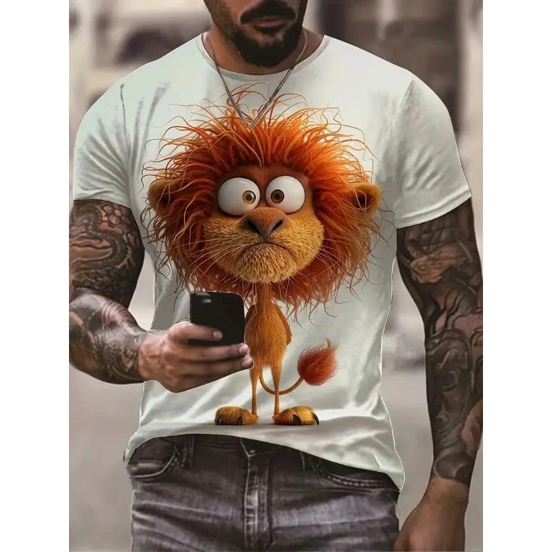 Funny 3D Animal Print Men's T Shirt Casual O-Neck  Short Sleeve  Fashion Streetwear Male Clothing Cat T-Shirts
