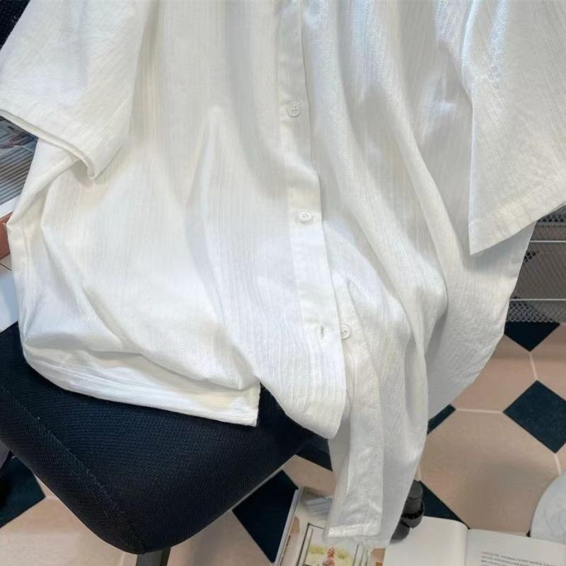 3D Bow Decoration Women's Shirt Solid Color Peter Pan Collar Ruffled Short Sleeved Blouse Japanese Style Summer New Sweet Lady Top