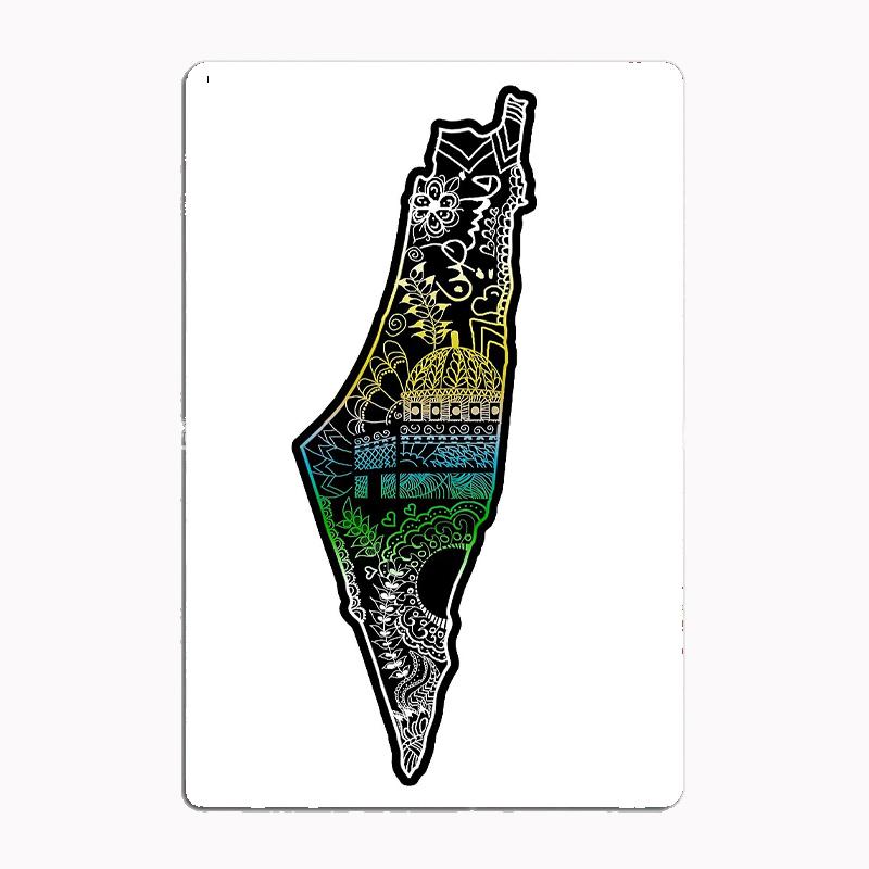 

Palestine Map with Beautiful Mandala Metal Sign Poster Garage Room Wall Decoration Cinema Living Custom Tin Vintage Home Deco 20x30cm（7.8x11.8inch）