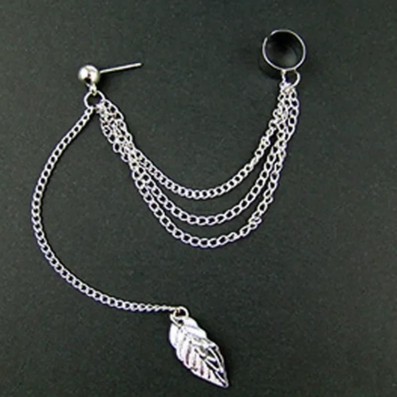 Fashion Personality Metal Ear Clip Single Leaf Tassel Earrings Cuff Women Girls Caught in Ear Ear Cuffs Fashion Jewelry Earring