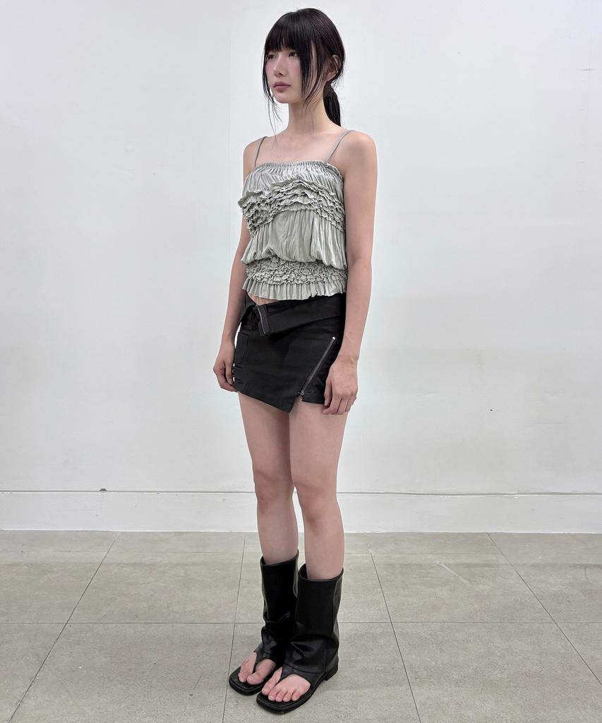 Peulleeoeob Asymmetrical Folded Skirt (Fl-272_Black)