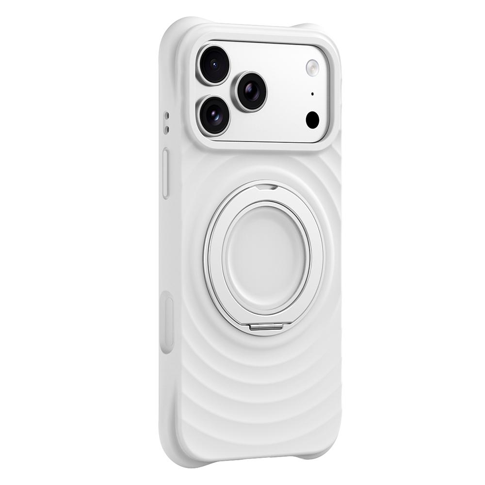 For iPhone 17 Pro Max Magnetic Case Rotating Kickstand Ripple Texture Liquid Silicone Shockproof Phone Cover