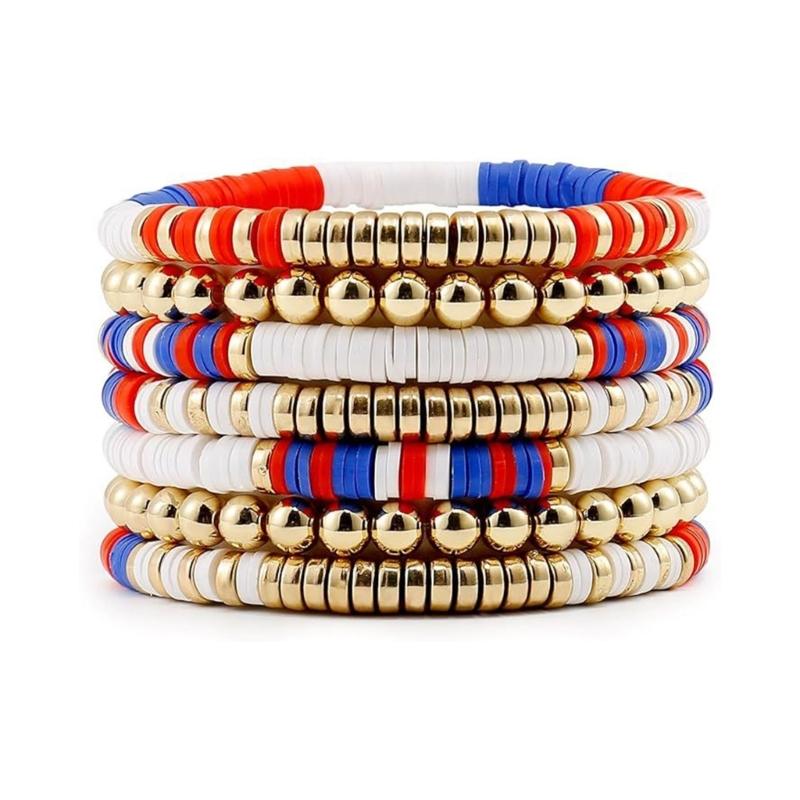 Fashion Colorful Beaded Bracelet Elastic Bracelet Soft Clay Stacking Bracelet Suitable for Casual and Party Wear