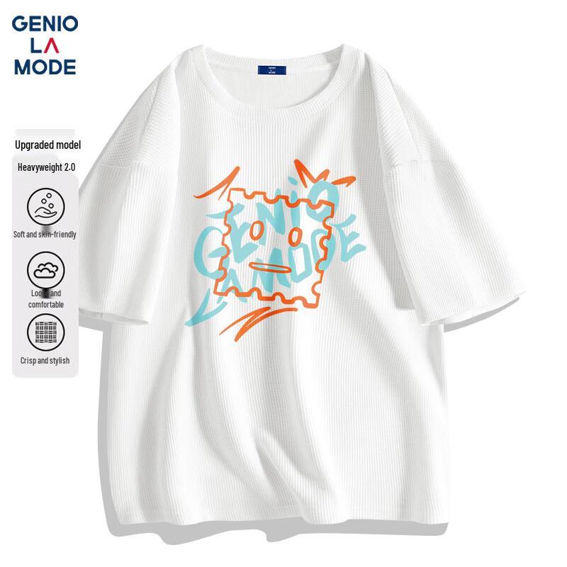 GENIOLAMODE Men s Waffle Knit Short Sleeve T-Shirt L