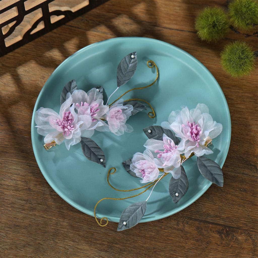 Flower Hair Clips Forks Chinese Hanfu Hair Accessories for Women Hairpin Fork Handmade Vintage Wedding Hair Jewelry Retro Crowns for Girl and Women