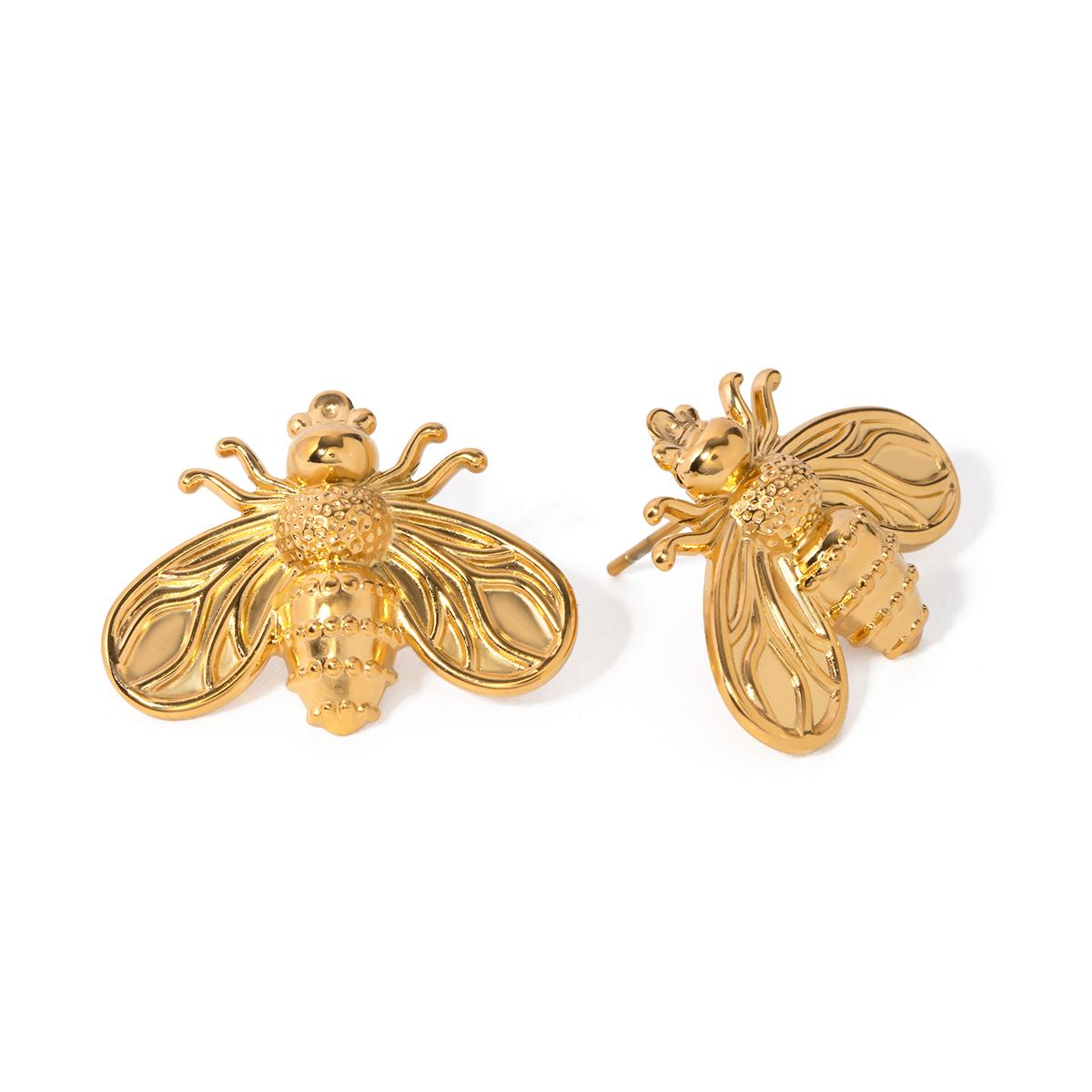 

Youthway Golden Bee Designed Shiny Earrings For Women Gift Trendy Jewelry Making Stainless Steel Waterproof Statement Earrings