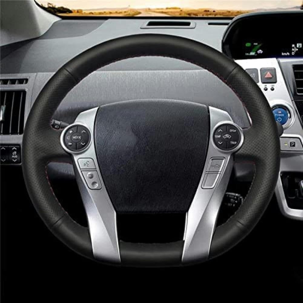 Husă volan din piele ecologică DIY cusută manual pentru Toyota Prius 30 XW30 2009-2015