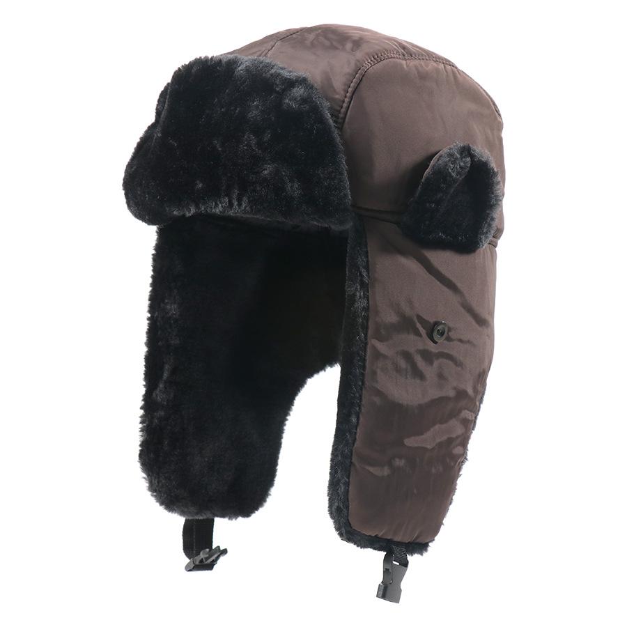 Men's Fleece Thickened Solid Color Classic Lei Feng Hat Northeast Outdoor Winter Ski Hat Ear Protection Cold and Windproof Hat