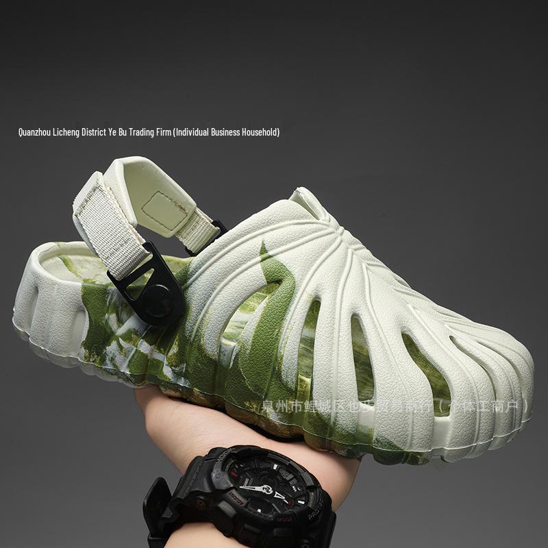 Men's Summer Lightweight Breathable Closed-Toe Monstera Leaf Sandals