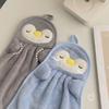 25x37cm Cartoon Penguin Hand Towel Hanging Yellow Duck Coral Fleece Handkerchief Thickened Absorbent Kitchen Bathroom Sink Towel for Adults Children