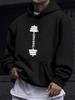 Fitness Dumbbell Theme Kids Hip Hop Sports Hooded Sweatshirt,vintage Dumbbell Text Graphic,comfy Loose Fit for Casual Sports Outing.