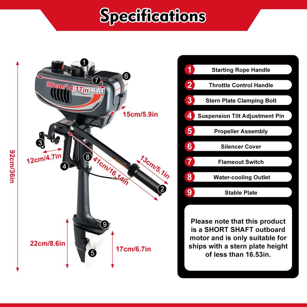 4000-5000R/MIN Two-Stroke 3.5-Horsepower Outboard Engine Suitable For Ships Weighing 100-200kg