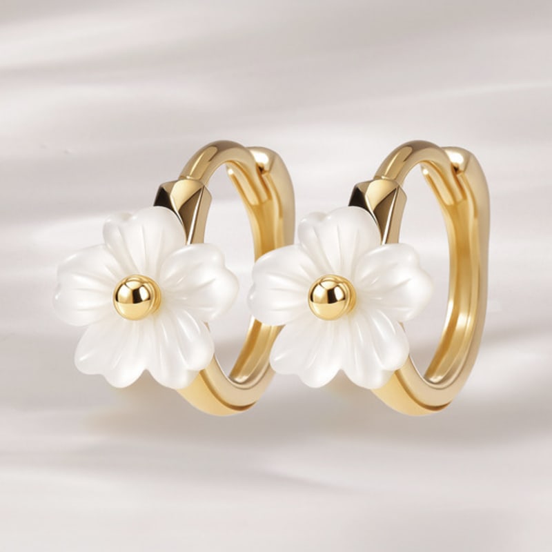 

JEWNEL 14K Adorable Moment with Flower One-Touch Ring Earrings Earrings (1 pair)