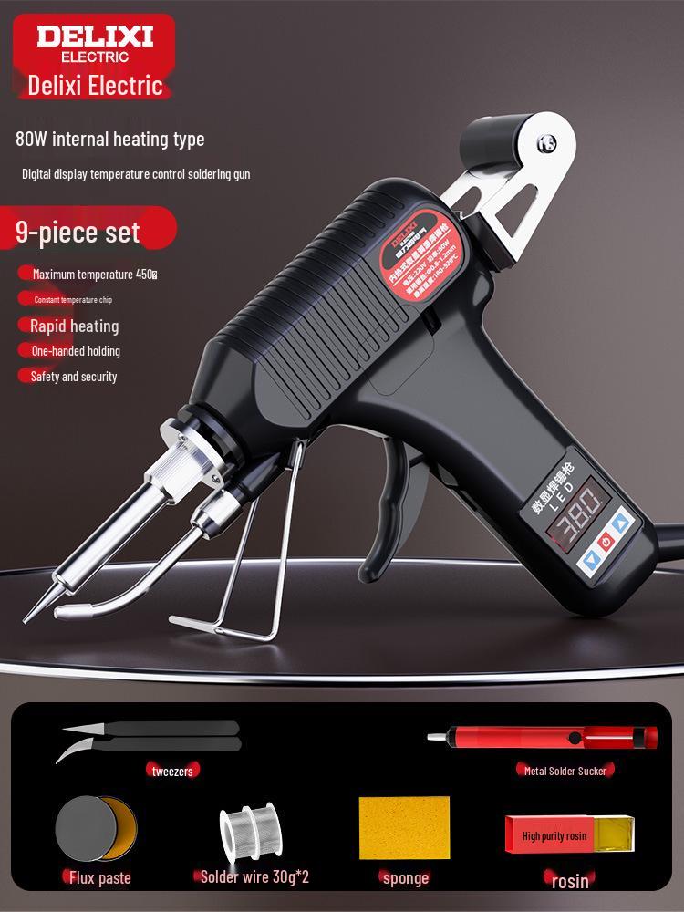 DELIXI Electric Auto-Feed Soldering Iron with Digital Display & Adjustable Temperature