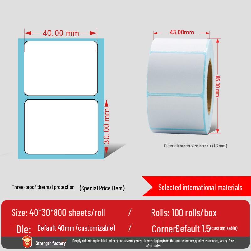 Durable Thermal Label Adhesive Stickers, Custom 100x100 Waybill Paper