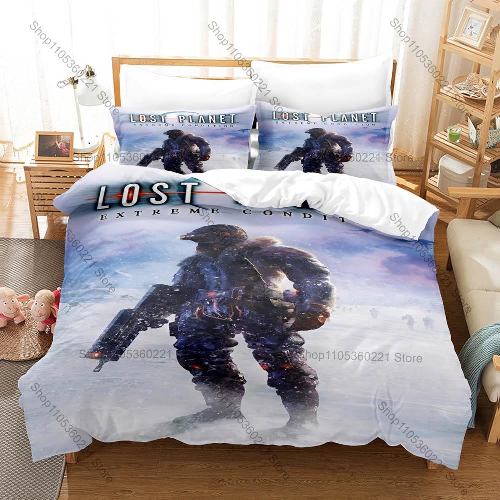 Capcom Sci-Fi Shooter Lost Planet Extreme Condition Akrid Frozen Planet Bedding Set 1 Duvet Cover + 2 Pillowcases HD Print Gamer