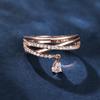 Wish Rose Gold Cross White Water Drop Ring Fashionable Commuter Light Luxury Literary Model