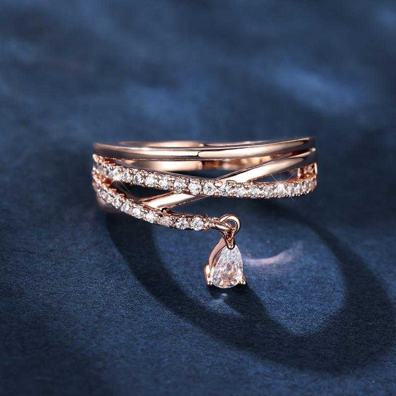 

Wish rose gold cross white water drop ring fashionable commuter light luxury literary model no. 6 розового золота