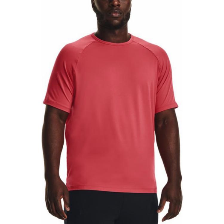 Under Armour Solid Color Crew Neck Sports Tee Men Tops Red 1378988-638