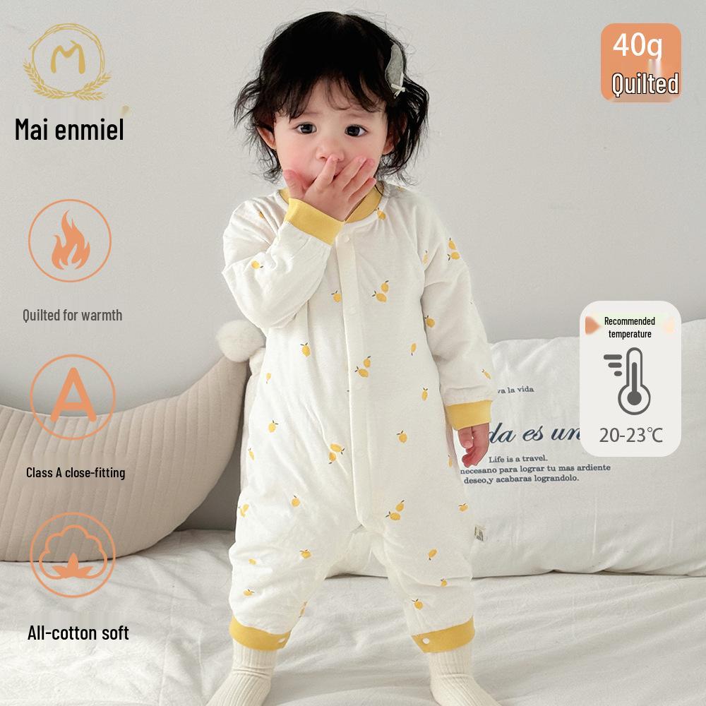 Maienmier Quilted Baby Jumpsuit - 40g Warm Cotton Romper for Autumn & Winter