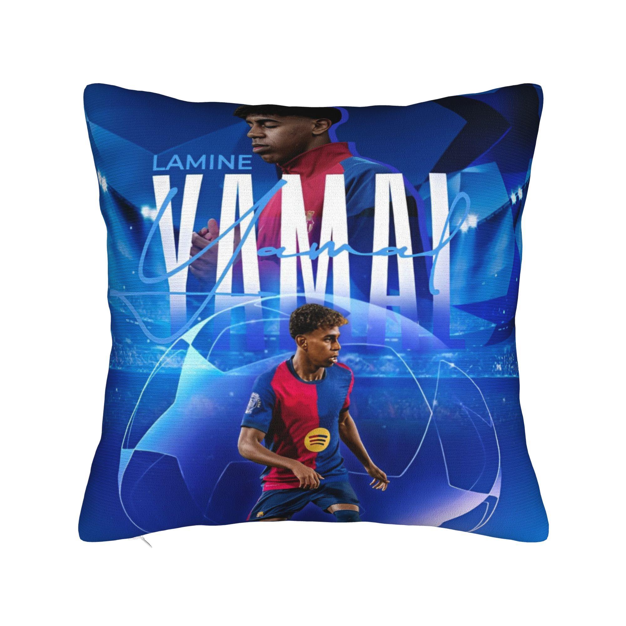 Ламин Ямаль Наволочка Аксессуары Печать Наволочка для Подушки Декор Футбольная Звезда Наволочка Домашний Мульти Размер 12x12Inch