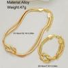 Fashion Double Layer Knot Necklace And Bracelet For Women Gold Color Snake Chain Choker Twisted Chunky Jewelry Set