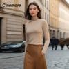 Cinemore Women's Sweater Solid Oversize Casual Pullovers Shirt Warm High Neck Basic Knitted Jumper Cashmere Bottoming Top
