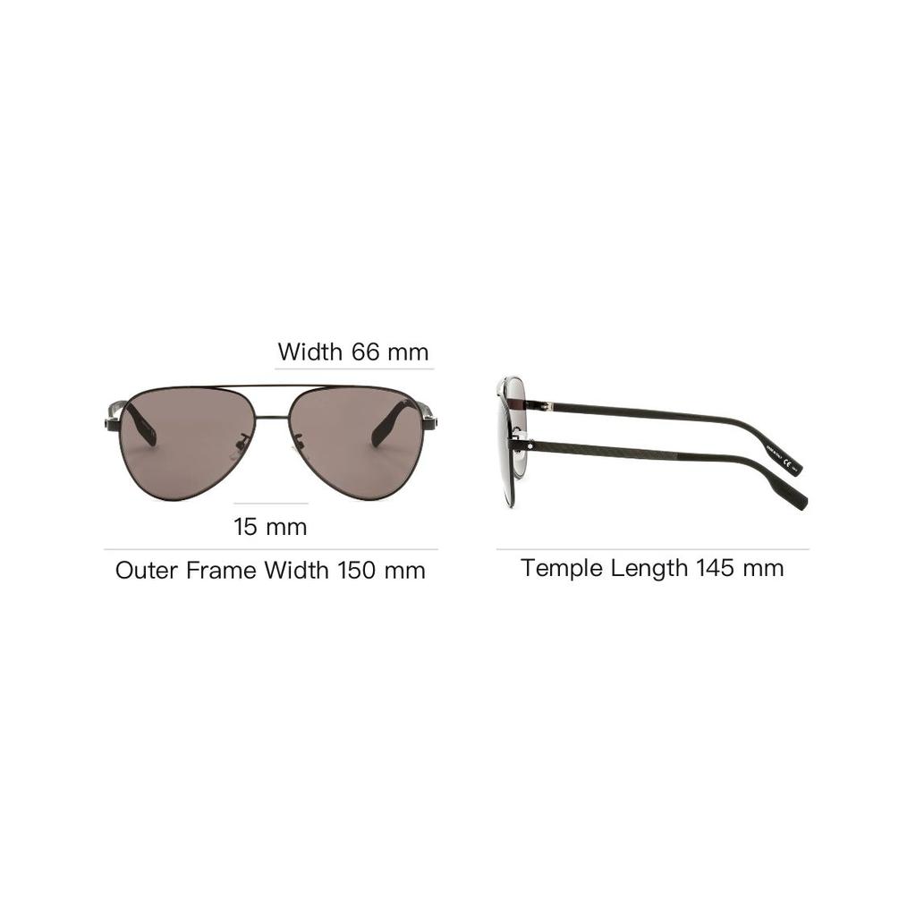 Montblanc Metal Pilot Sunglasses Unisex sunglasses Black MB0182S006