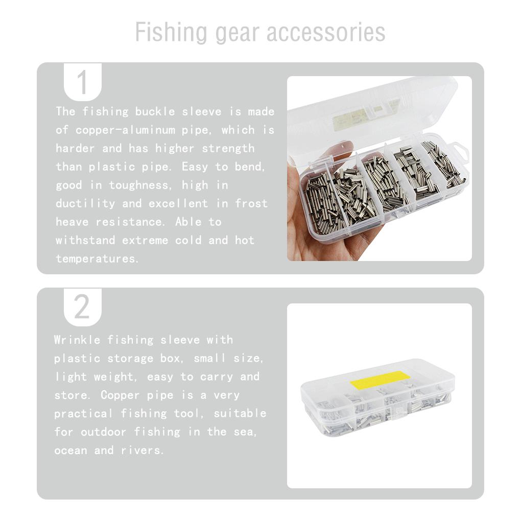 500Pcs/Box Aluminum Fishing Crimping Sleeves Wire Copper Tube Portable Outside Connectors Equipment Tools