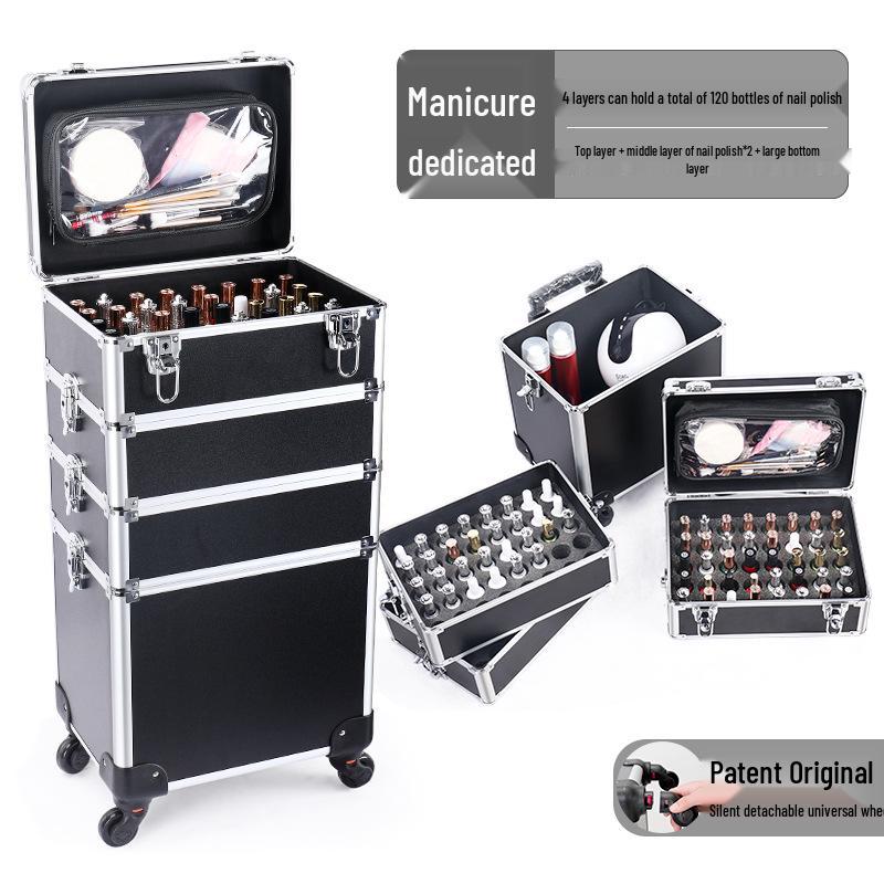 Multi-Layer Detachable Drawbar Makeup Case for Tattoo & Nail Art