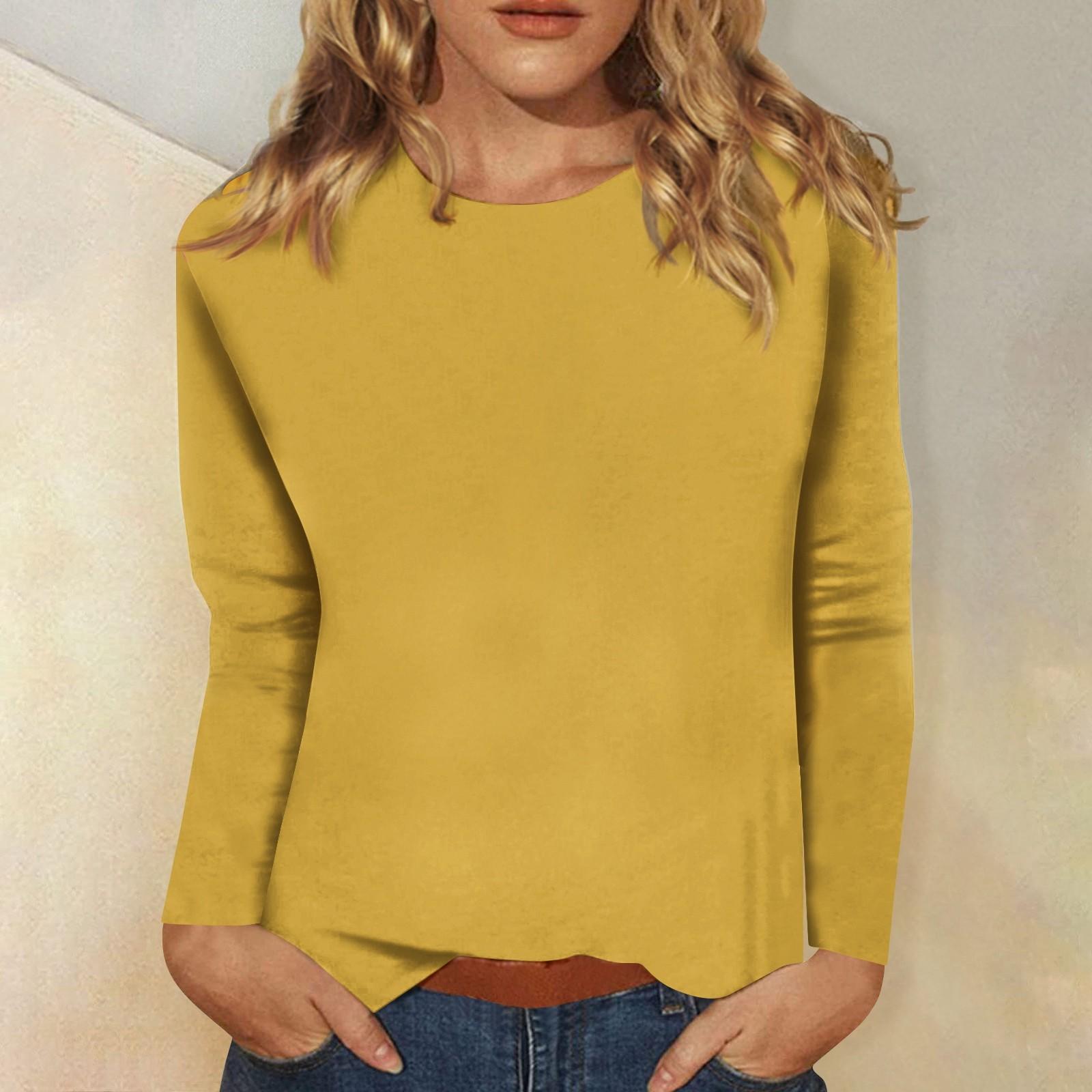 

Женский модный повседневный универсальный повседневный топ с круглым вырезом и длинными рукавами с принтом XL жёлтый