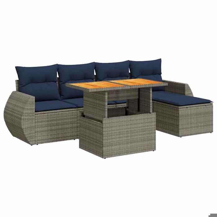 VidaXL Salon de jardin 6 pcs avec coussins gris résine tressée 3327253
